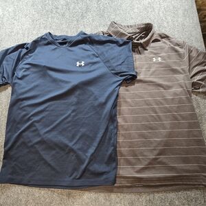 Under Armour Men's Blue and Grey Shirts Sz L